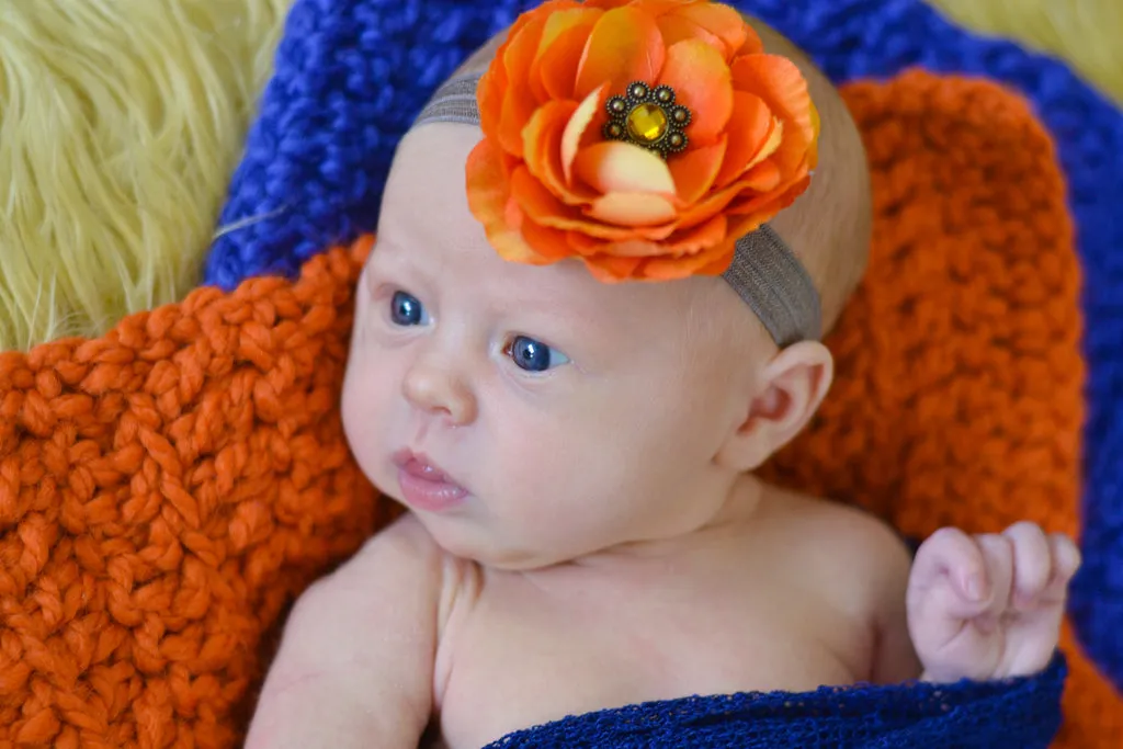 Orange pumpkin newborn baby layering bump blanket