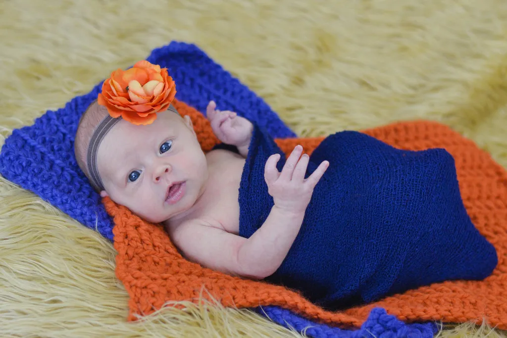 Orange pumpkin newborn baby layering bump blanket