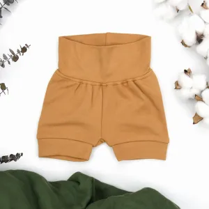 Organic Cotton High Waist Baby Shorts, Camel