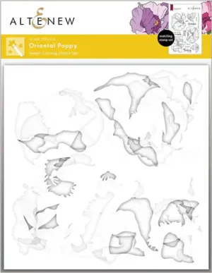 Oriental Poppy Simple Coloring Stencil Set (4 in 1)