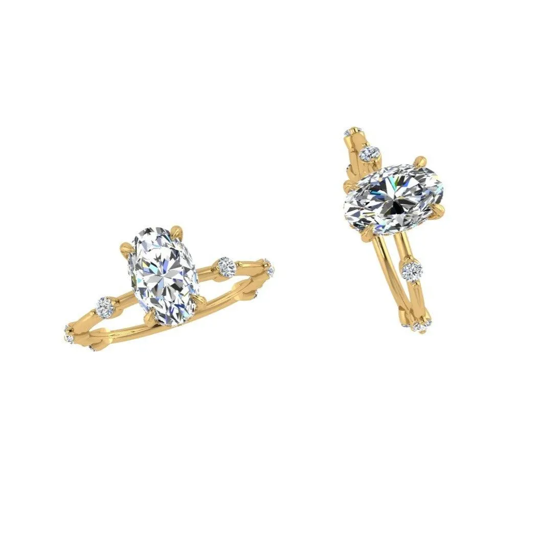 Oval Diamond Ring with Hidden Halo