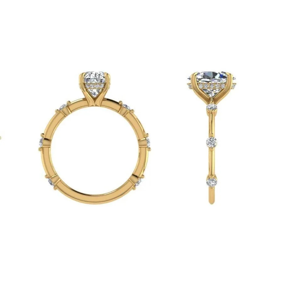 Oval Diamond Ring with Hidden Halo