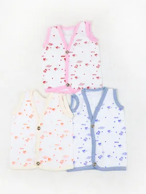 Pack of 3 Newborn Baby Vest (0Mth - 9Mth) Multicolor & Multidesign