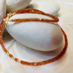 Padparadscha Sapphire Layering Necklace or Wrap Bracelet