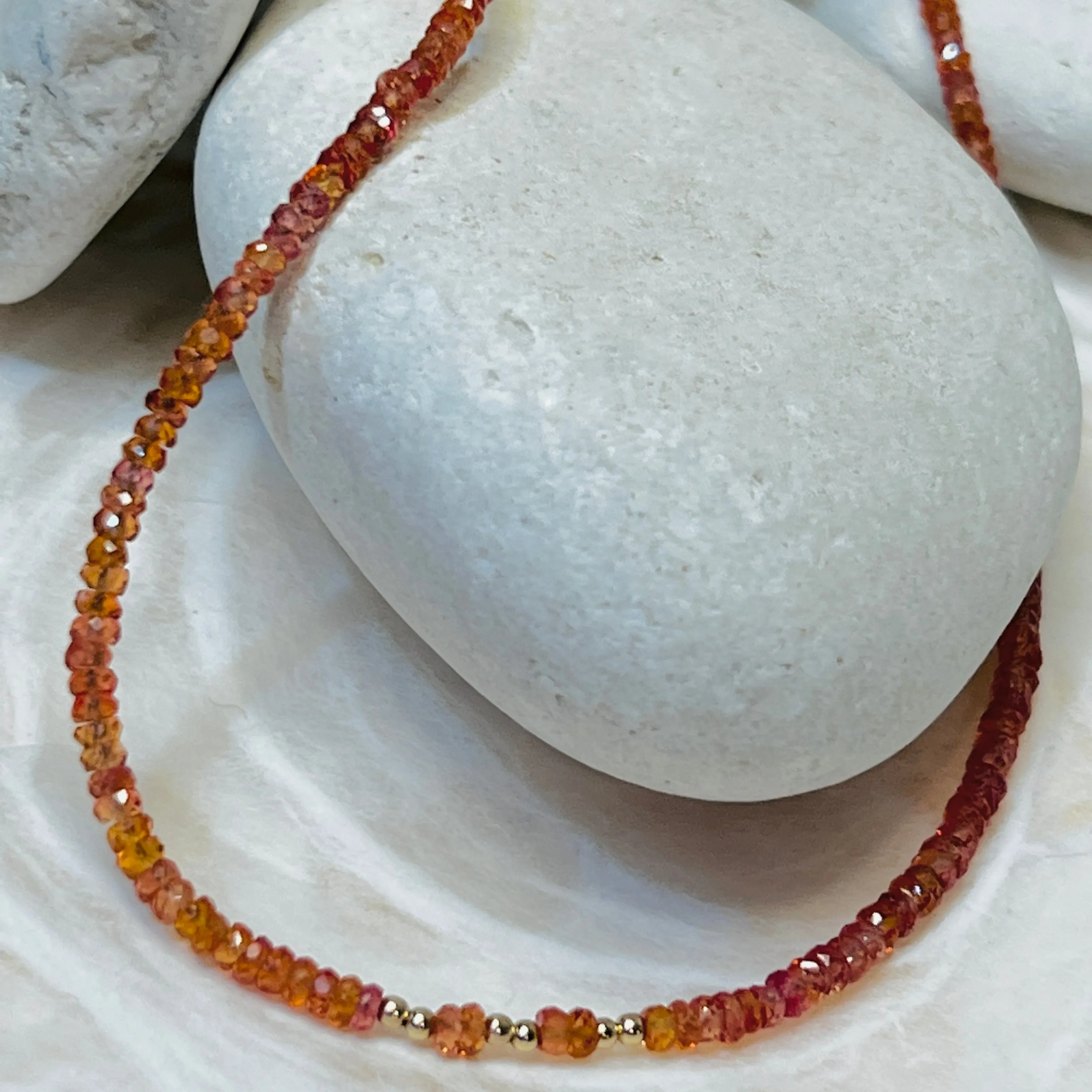 Padparadscha Sapphire Layering Necklace or Wrap Bracelet