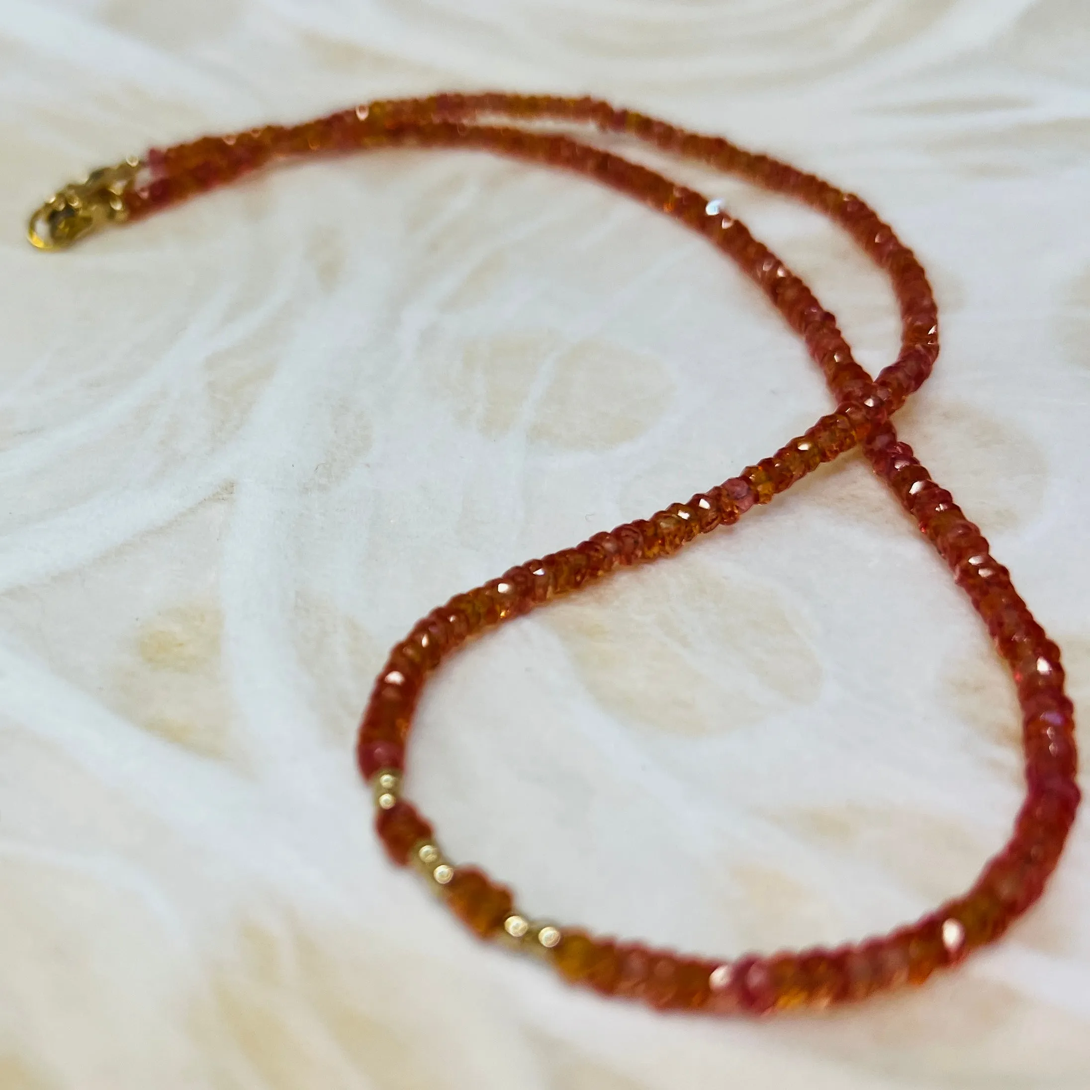 Padparadscha Sapphire Layering Necklace or Wrap Bracelet