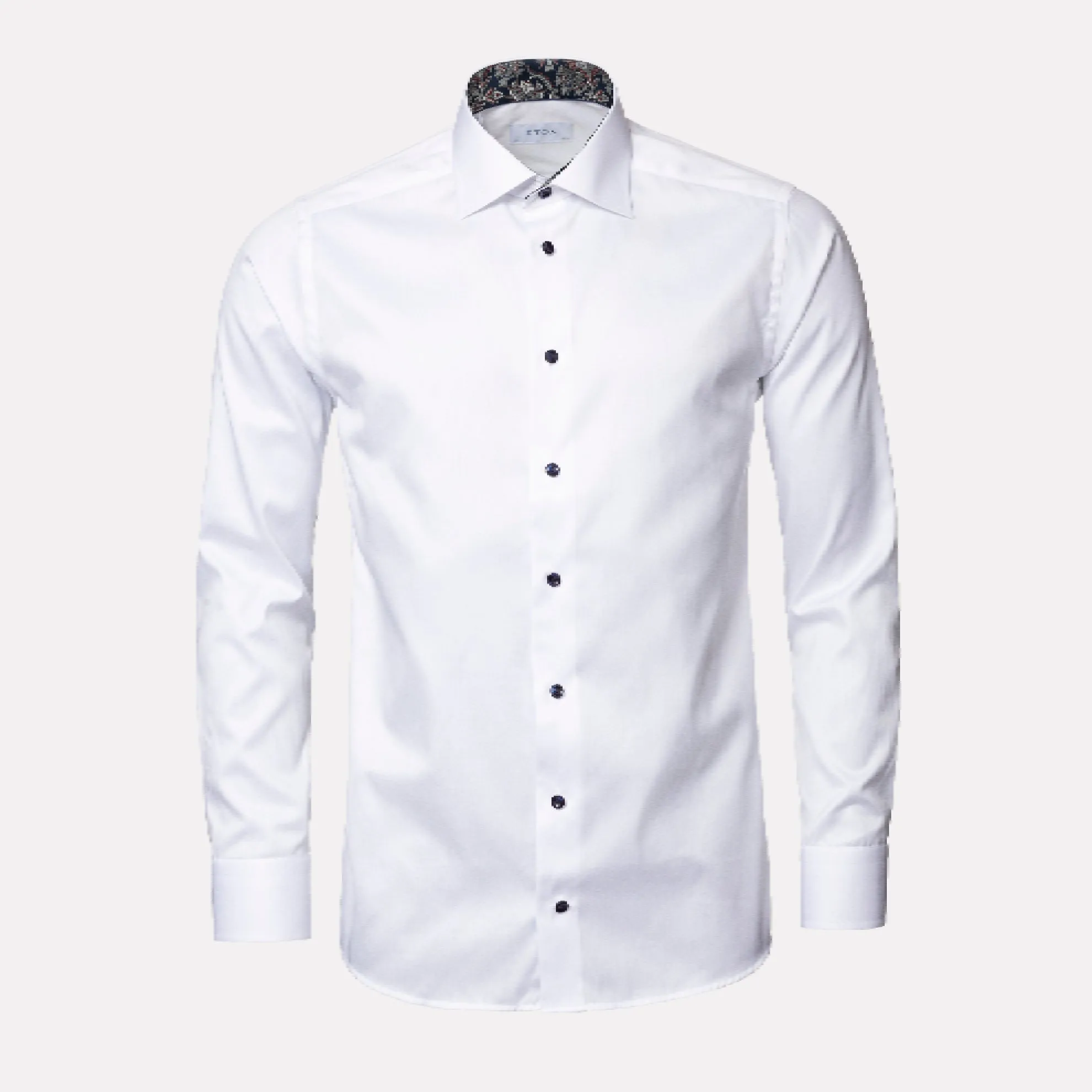 Paisley Effect Contemporary Fit Signiture Twill  / White