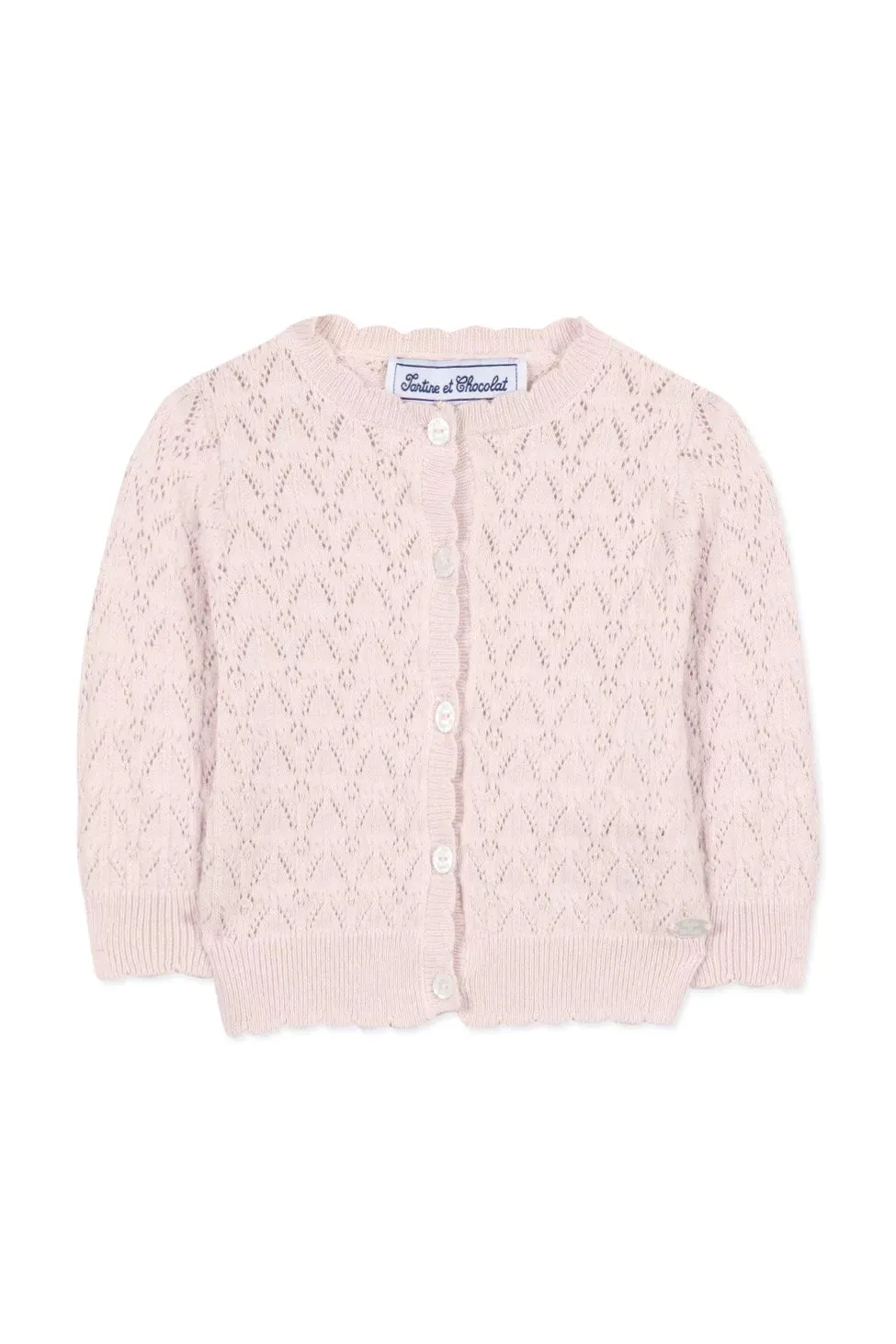 Pale Pink Openwork Cardigan - Tartine et Chocolat SP24