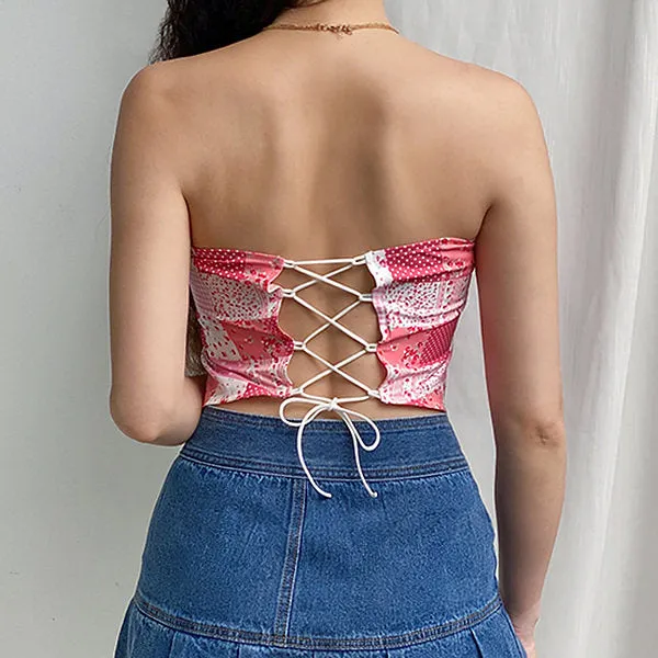 Patchwork Scarf Tube Top