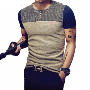 Patchwork Short Sleeve T Shirt Mens