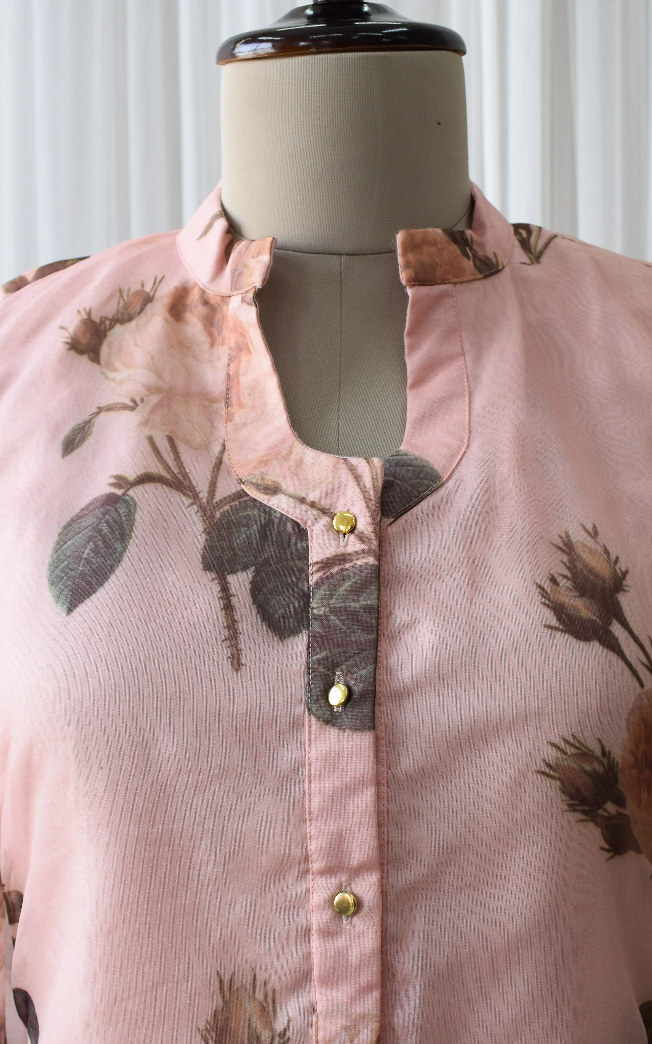 Peach Floral Organza Shirt Top