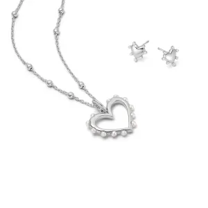 Pearl Heart Layering Set Sterling Silver
