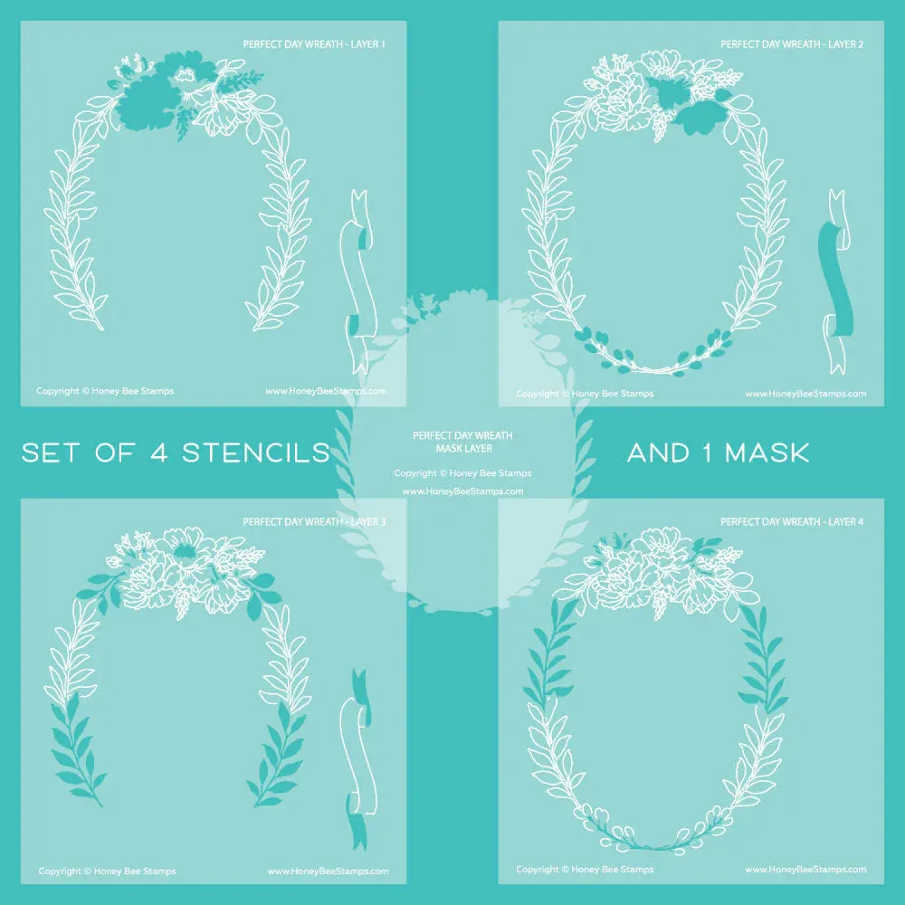 Perfect Day Wreath | Coordinating Stencils (Set of 4 & 1 Mask)