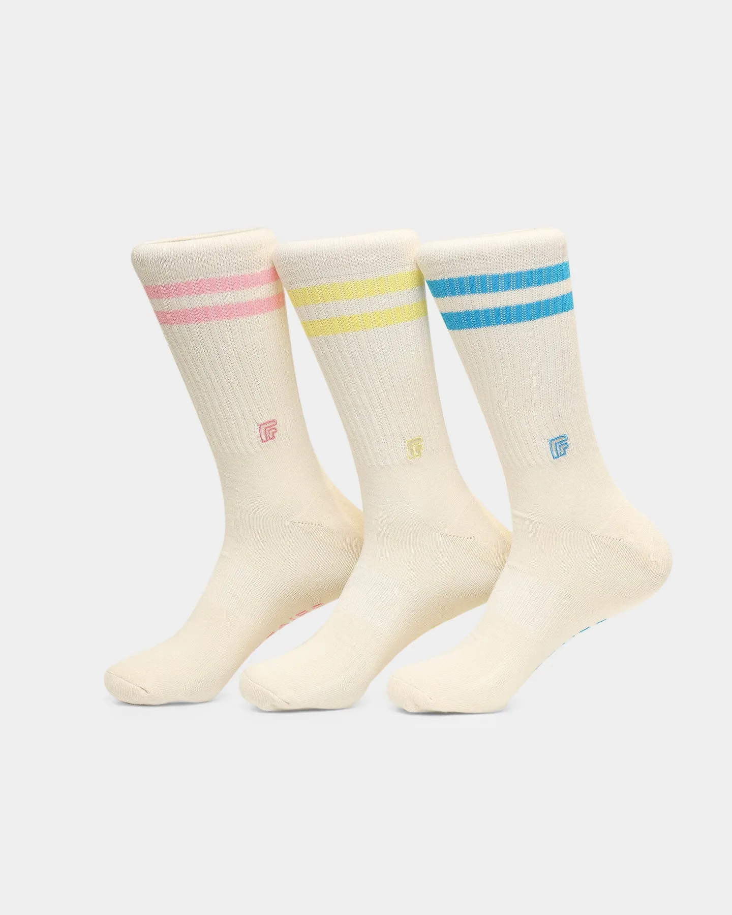 Perfect Pairs PP1 2UP Pastal Sock 3 Pack Off White/Multi-Coloured