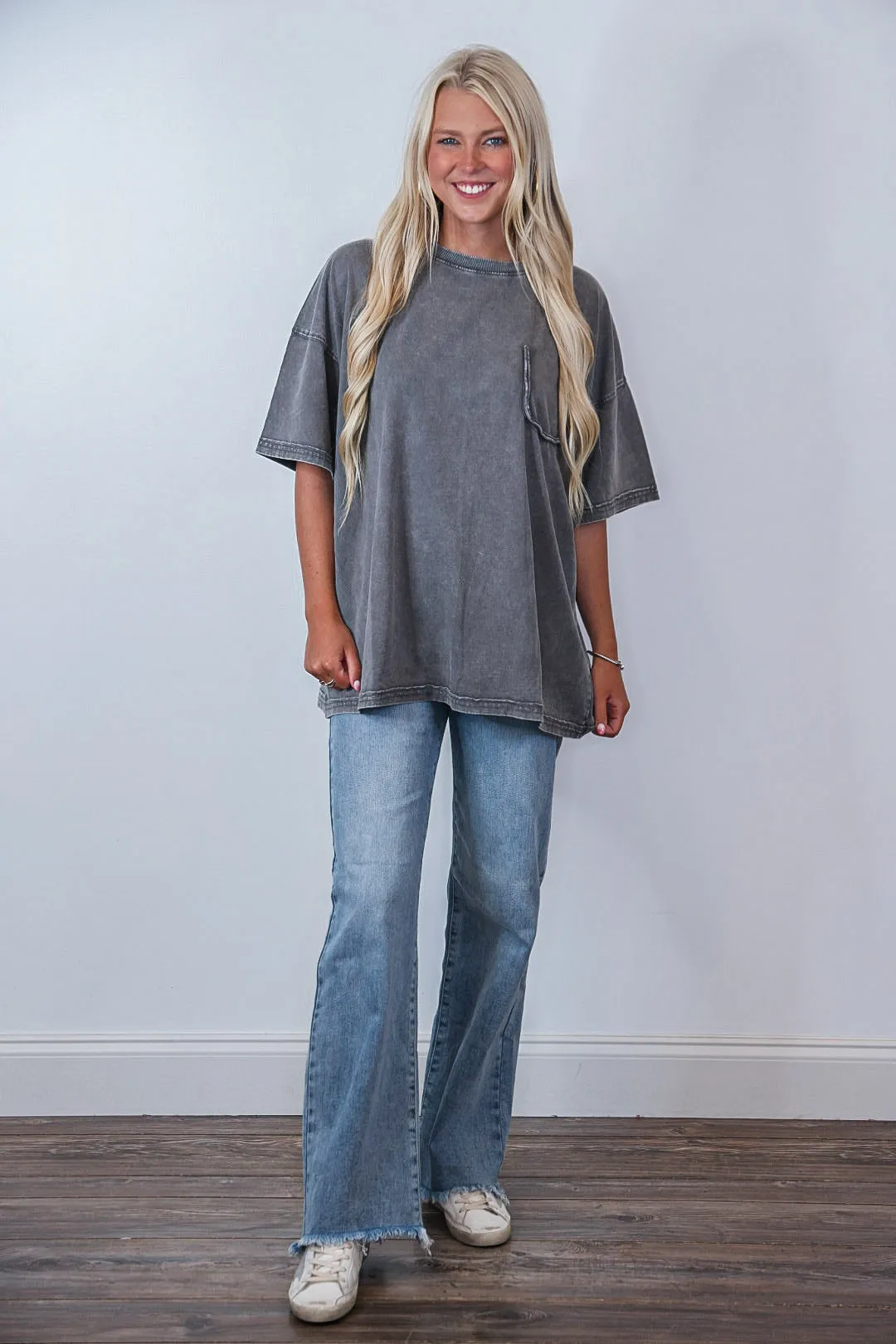 Perfectly Oversized Washed Grey Top