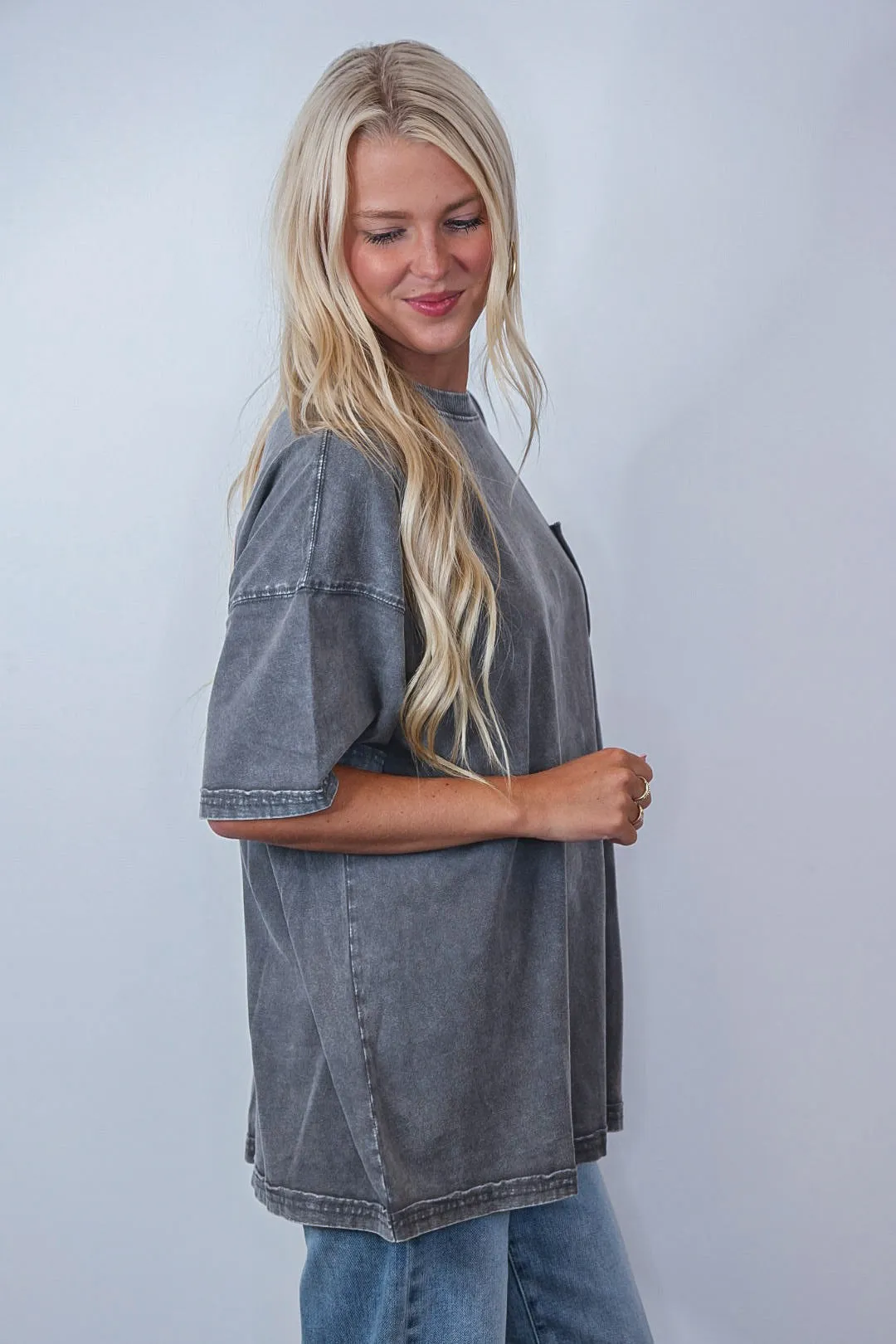 Perfectly Oversized Washed Grey Top