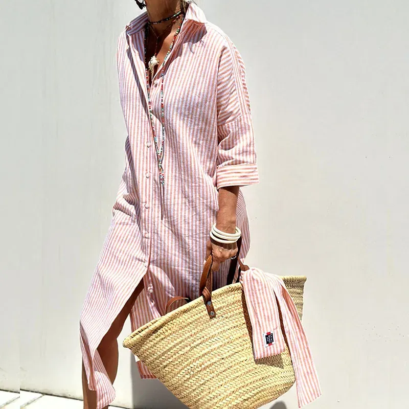 Perlie | Elegant Striped Shirt Dress
