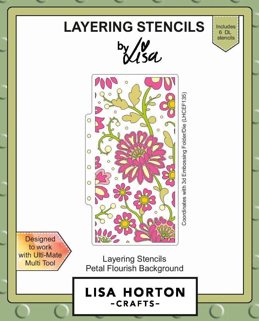 Petal flourish background DL Layering Stencils