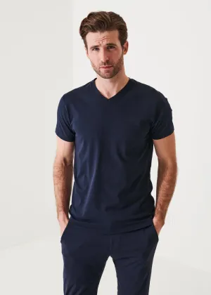 PIMA COTTON STRETCH V-NECK T-SHIRT - MIDNIGHT