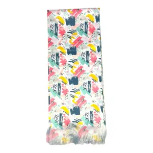 Pink Strikes Abstract Printed Scarf With Pocket Square