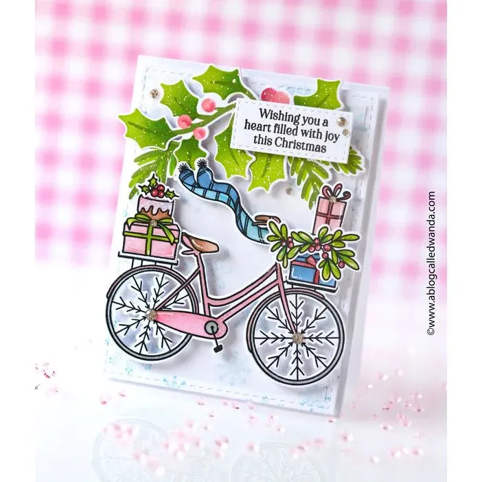 Pinkfresh Studio Stencils 4.25"X5.5" 4/Pkg Holiday Bicycle