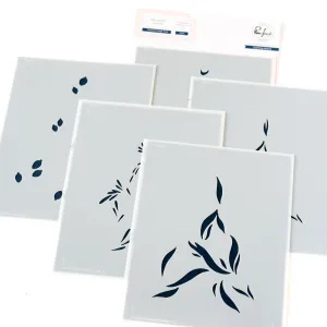 Pinkfresh Studio Stencils 4.25"X5.5" 6/Pkg Festive Foliage Tree