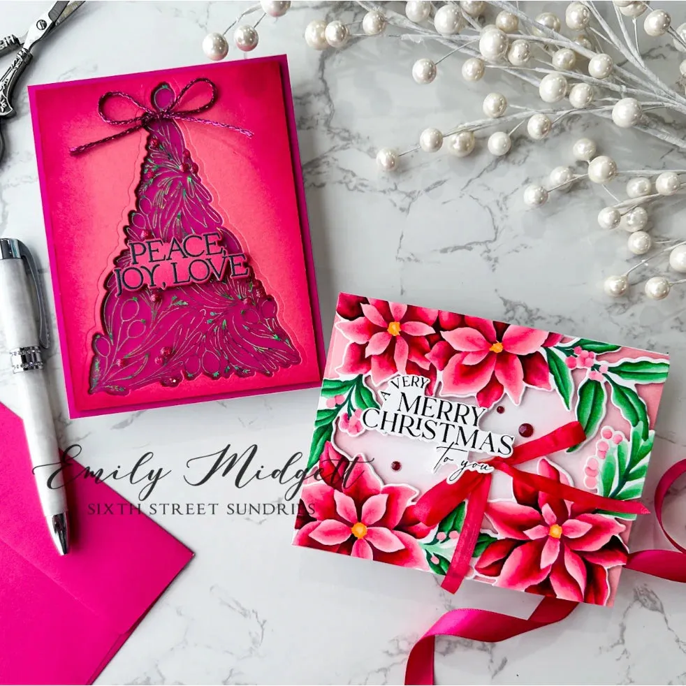 Pinkfresh Studio Stencils 4.25"X5.5" 6/Pkg Festive Foliage Tree