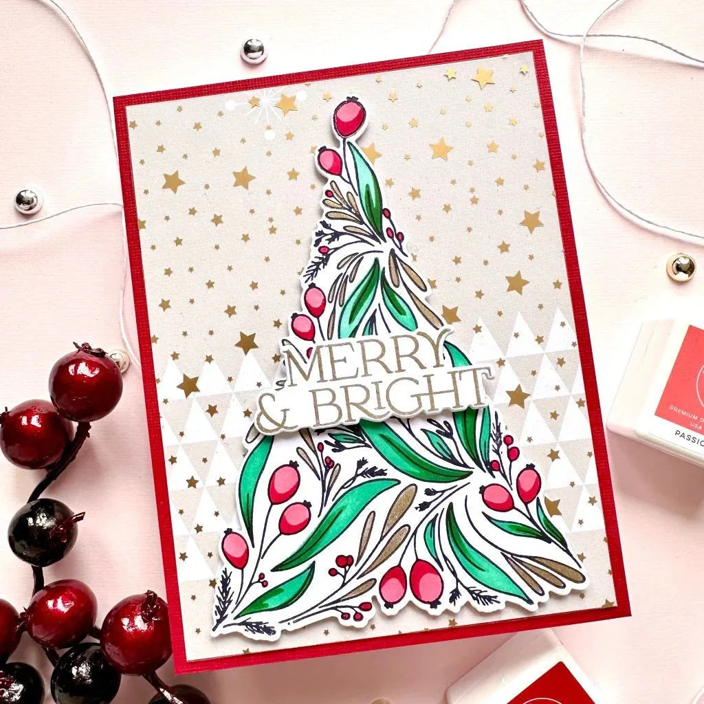 Pinkfresh Studio Stencils 4.25"X5.5" 6/Pkg Festive Foliage Tree