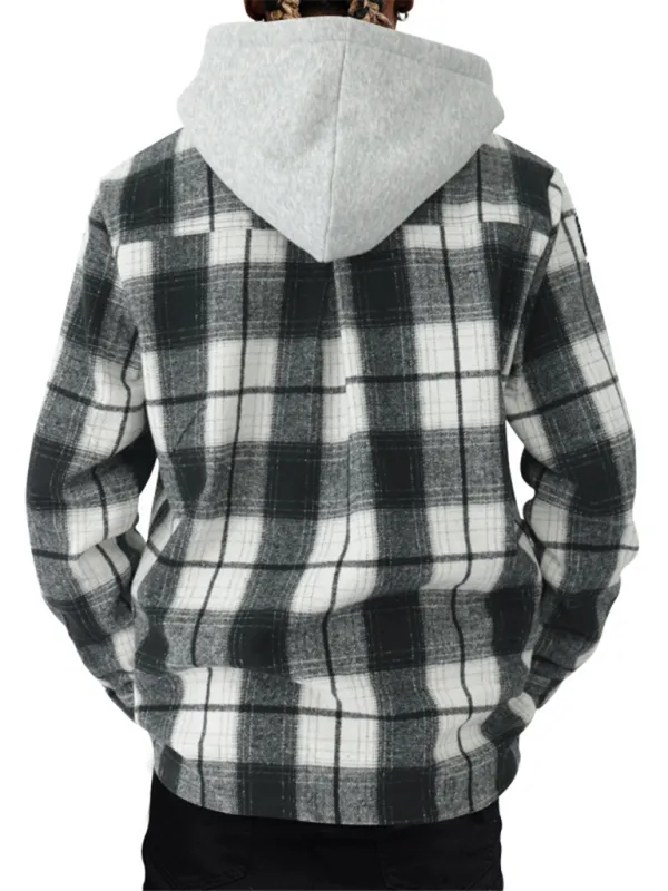 Plaid Hoodie Shirt for Men Fall Layering