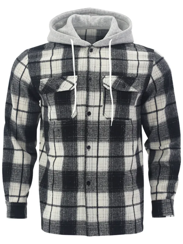 Plaid Hoodie Shirt for Men Fall Layering