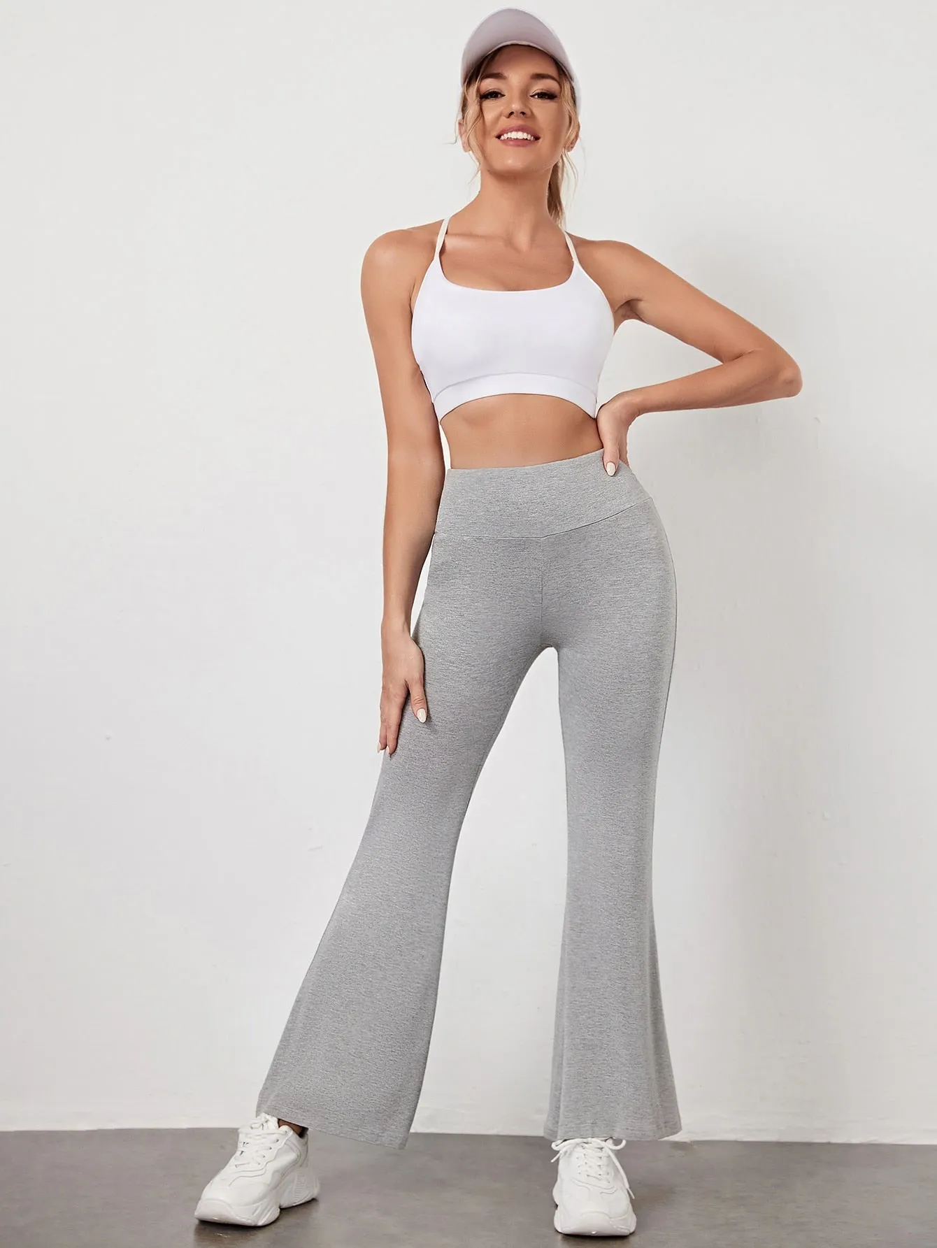Plain High Waist Long Women Sports Pants