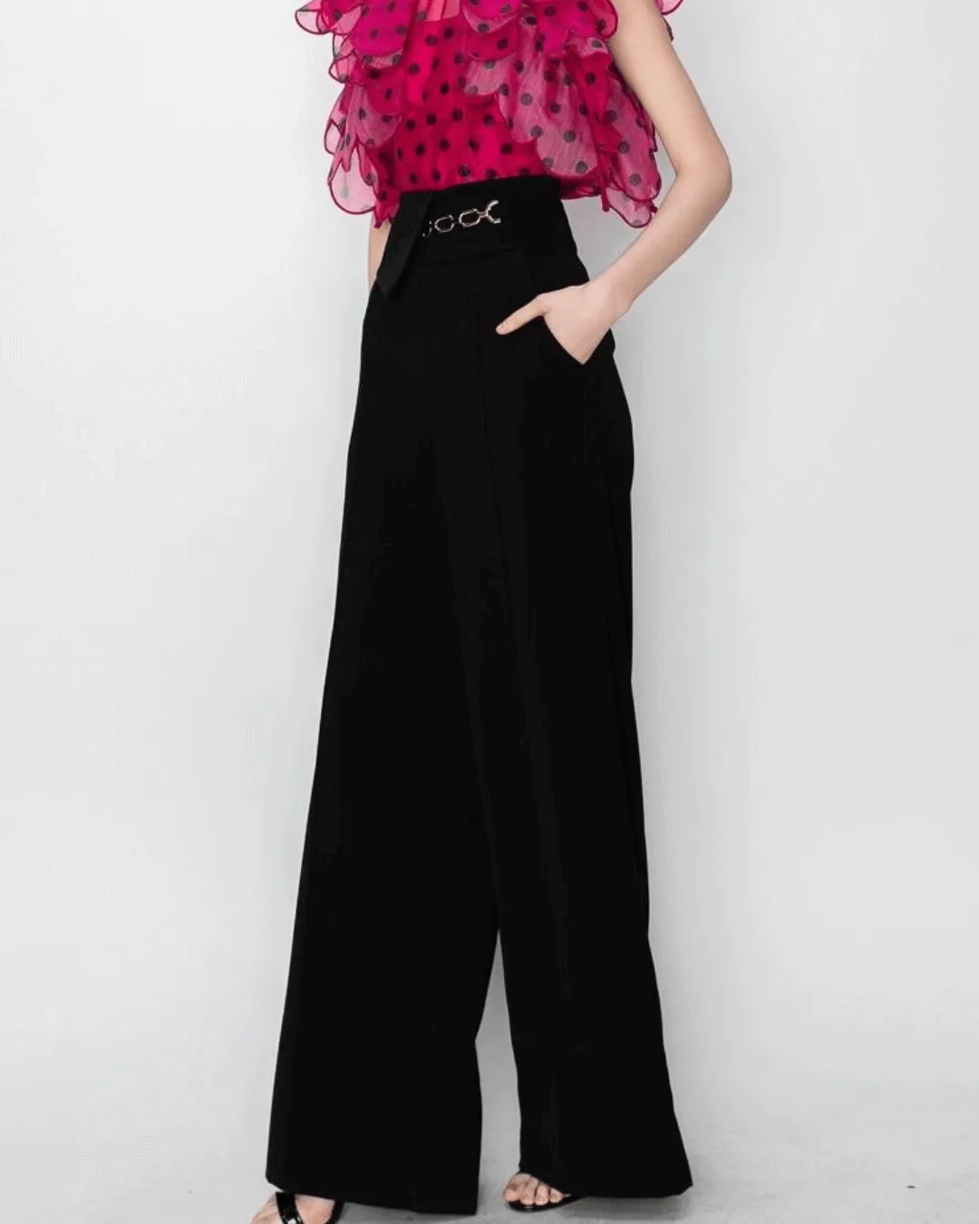 Pleated Women High Waist, Wide Leg Trouser