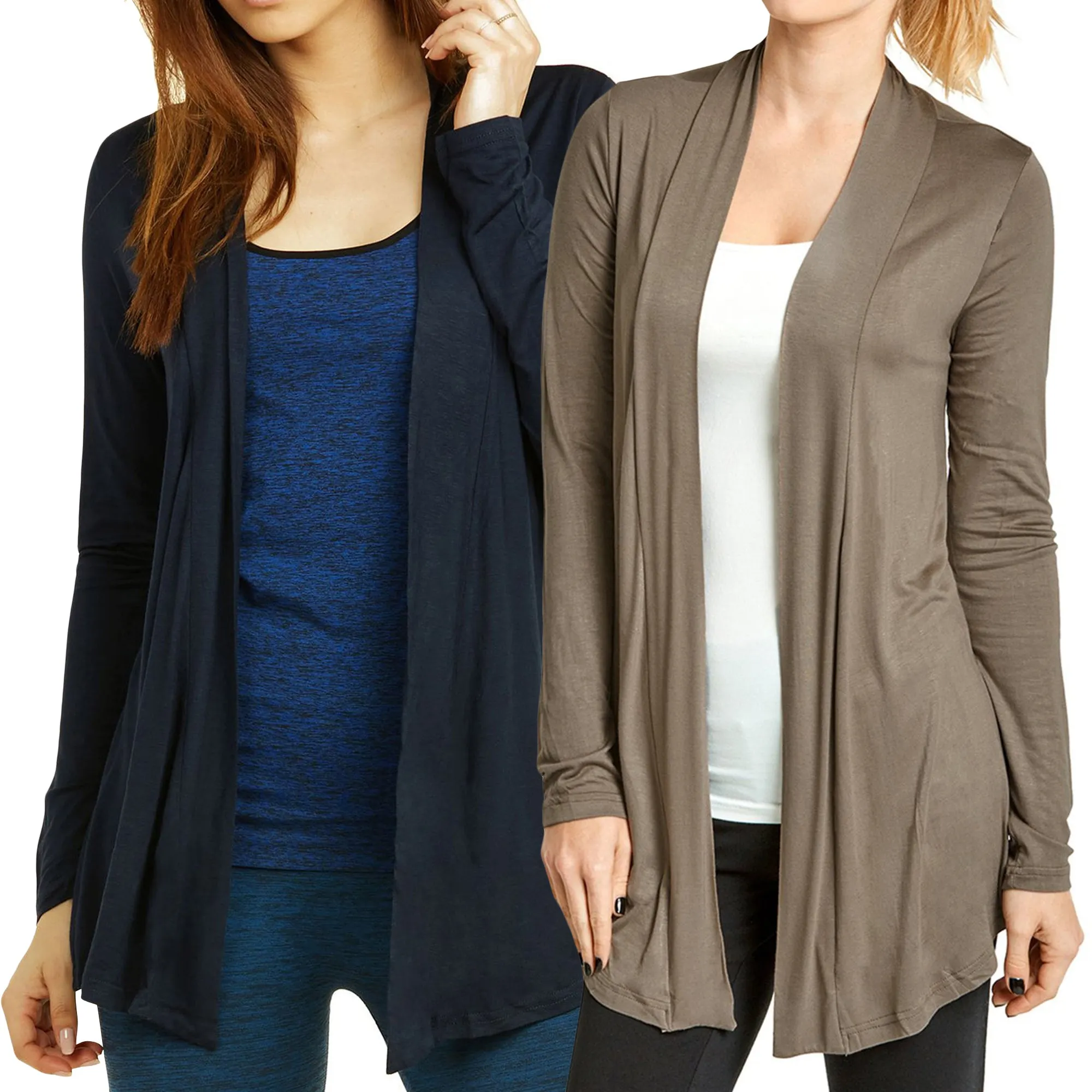 Plus Size Classic Open Front Rayon Drape Lightweight Cardigan