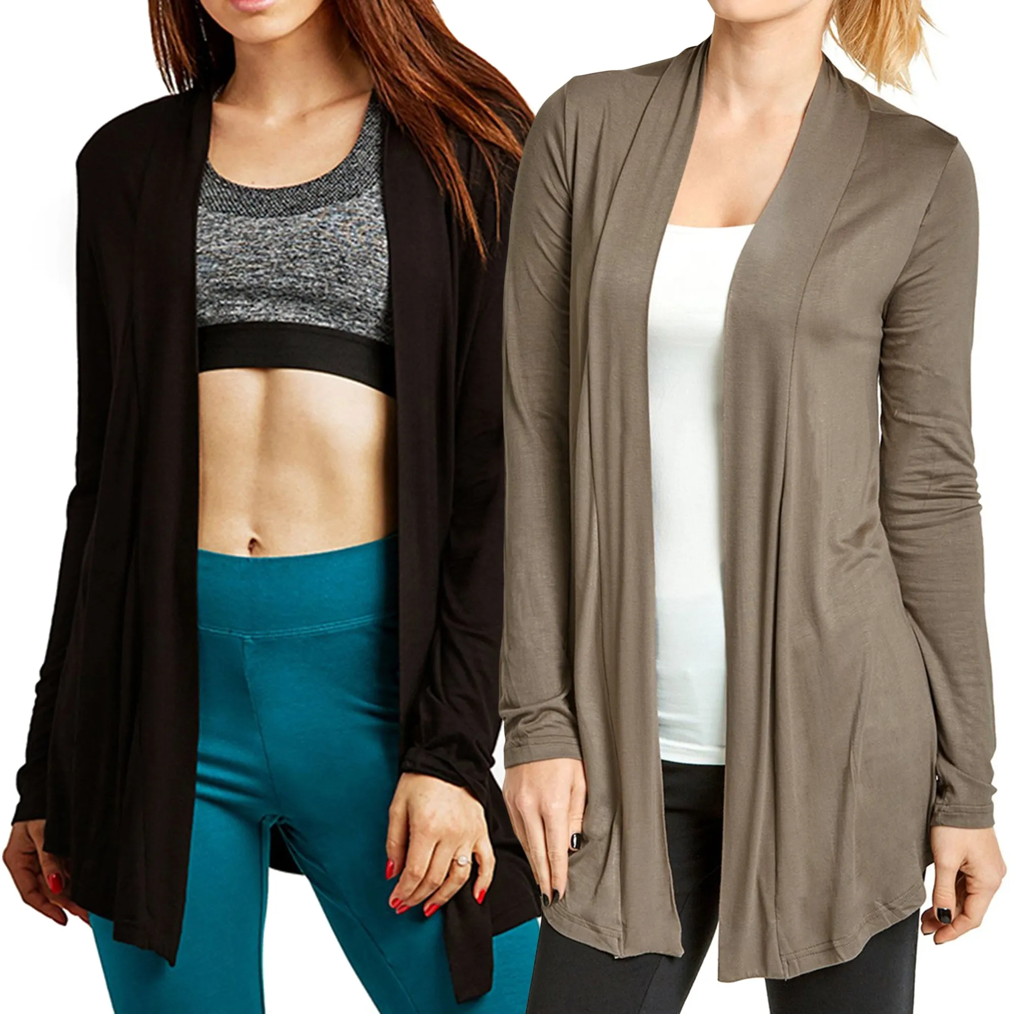 Plus Size Classic Open Front Rayon Drape Lightweight Cardigan