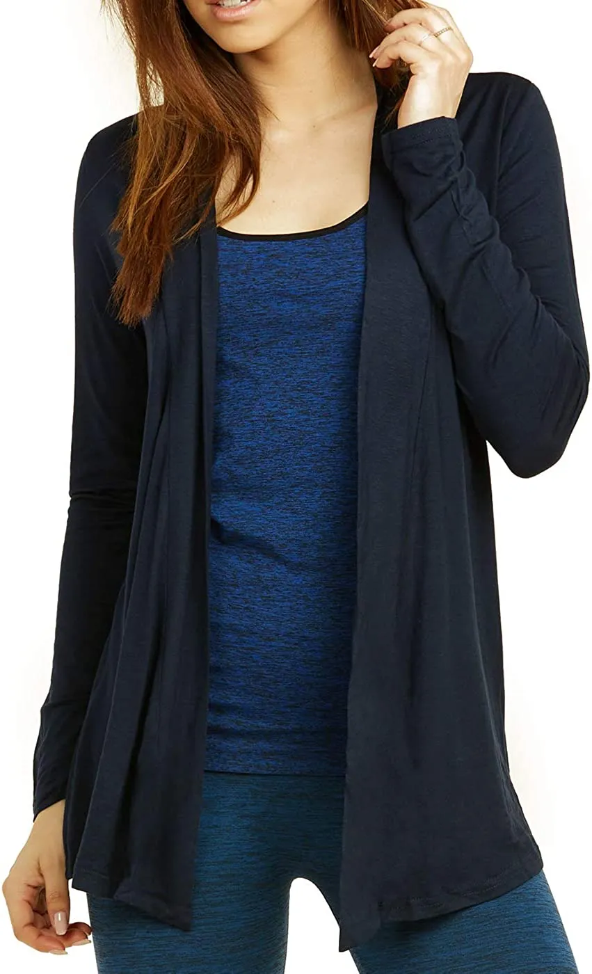 Plus Size Classic Open Front Rayon Drape Lightweight Cardigan