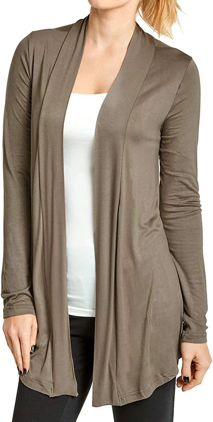 Plus Size Classic Open Front Rayon Drape Lightweight Cardigan