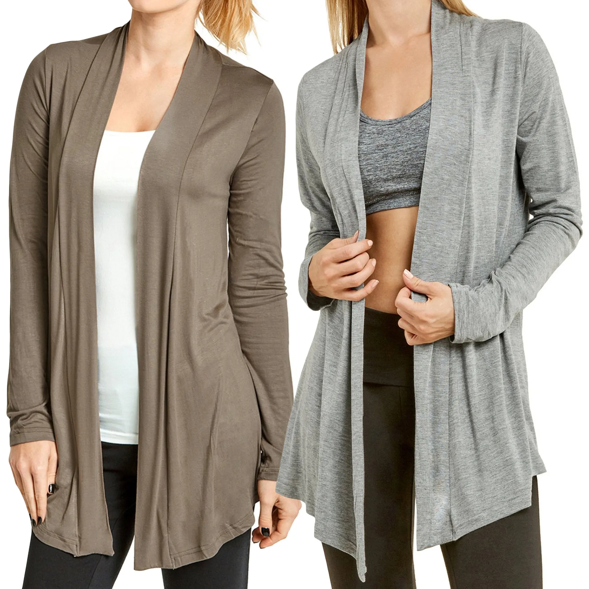 Plus Size Classic Open Front Rayon Drape Lightweight Cardigan