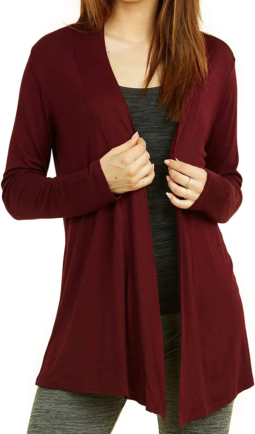 Plus Size Classic Open Front Rayon Drape Lightweight Cardigan
