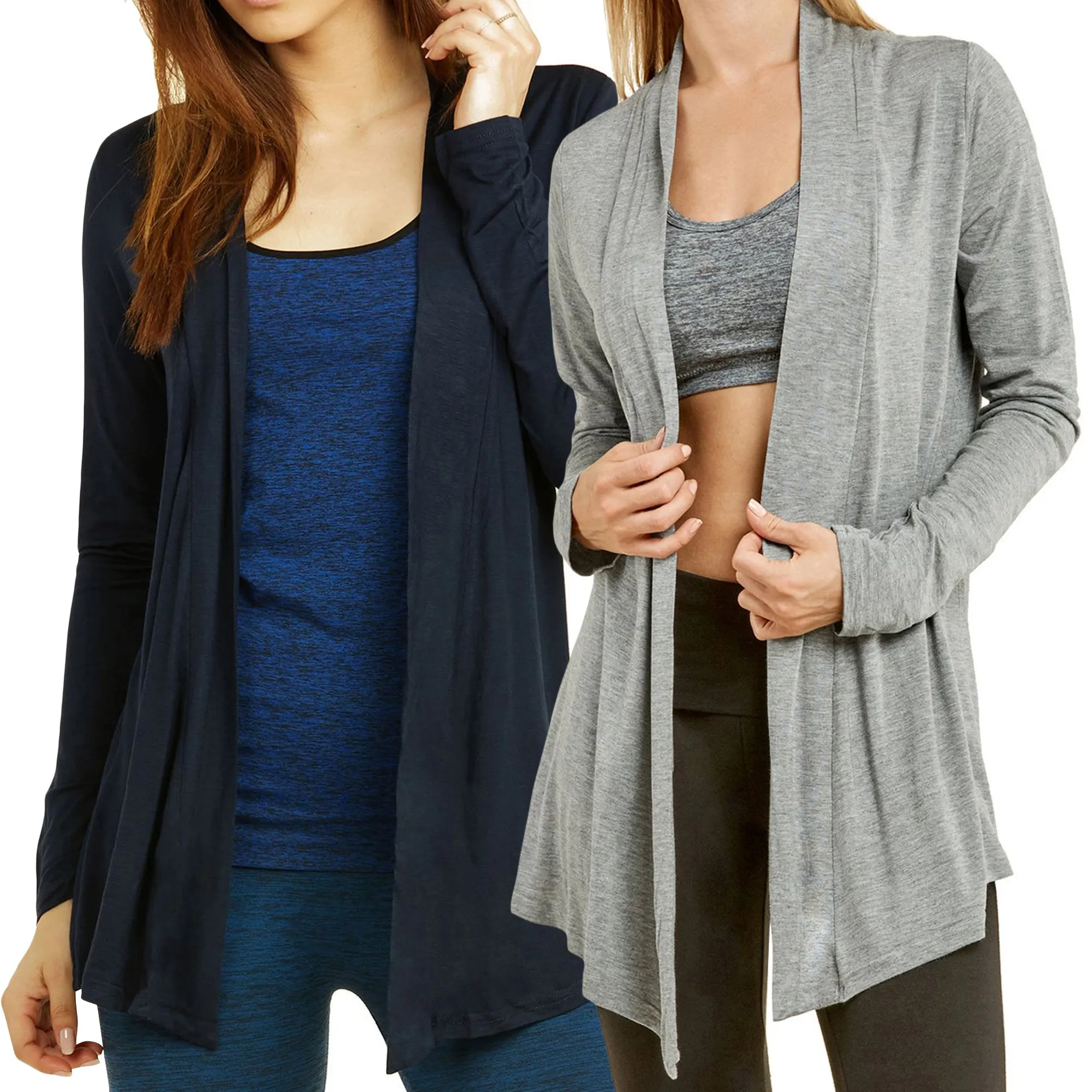 Plus Size Classic Open Front Rayon Drape Lightweight Cardigan