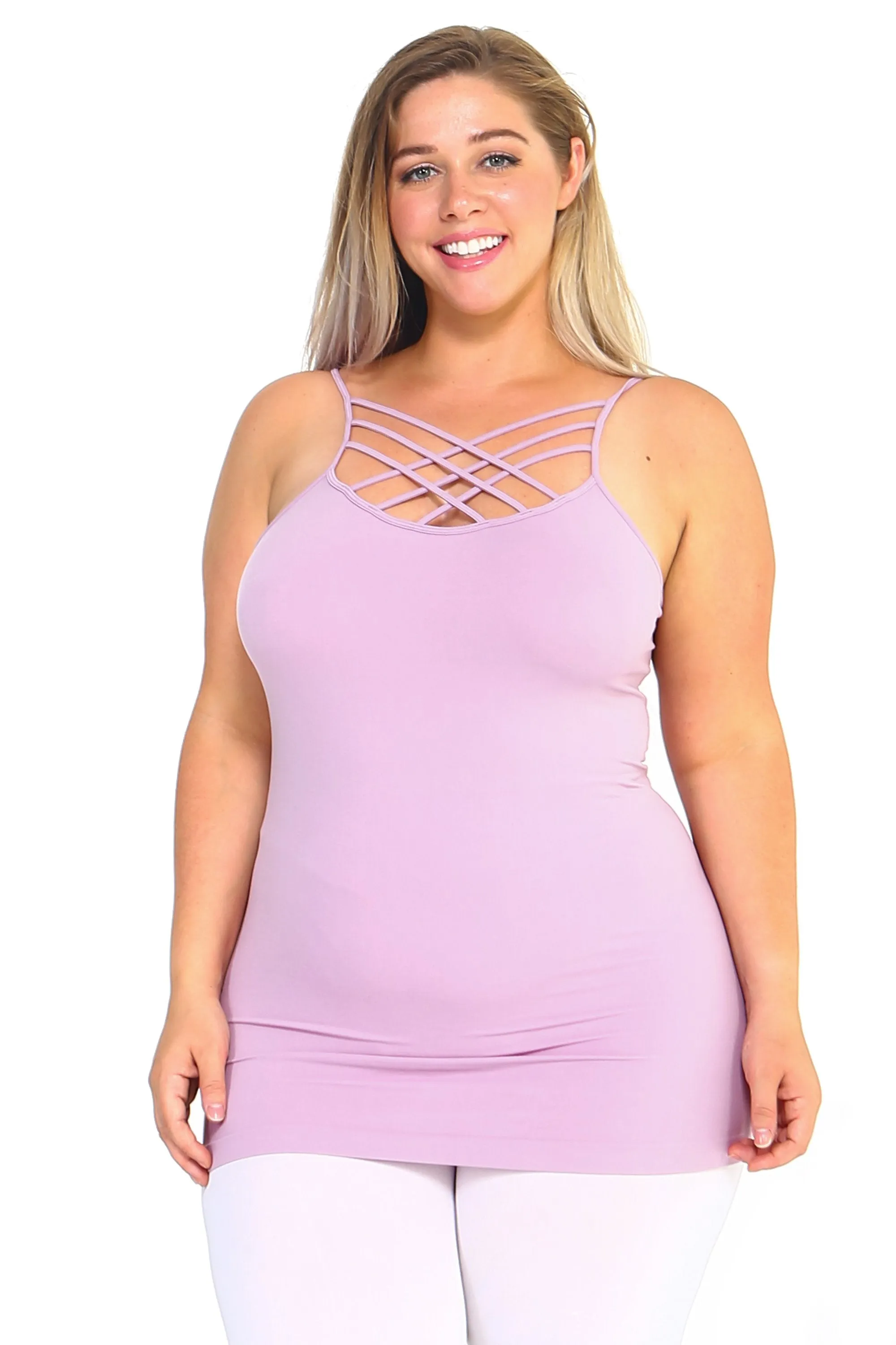 Plus Size Seamless Strappy Front Cami Top