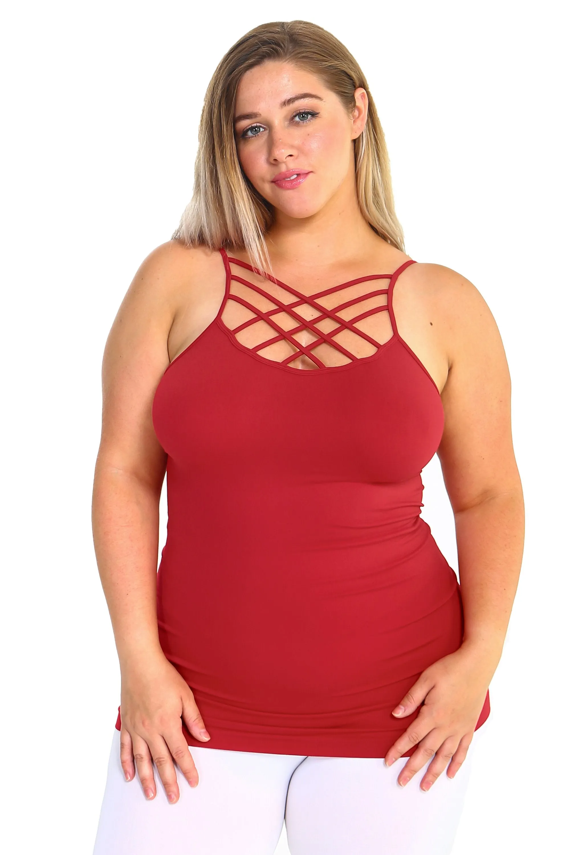 Plus Size Seamless Strappy Front Cami Top