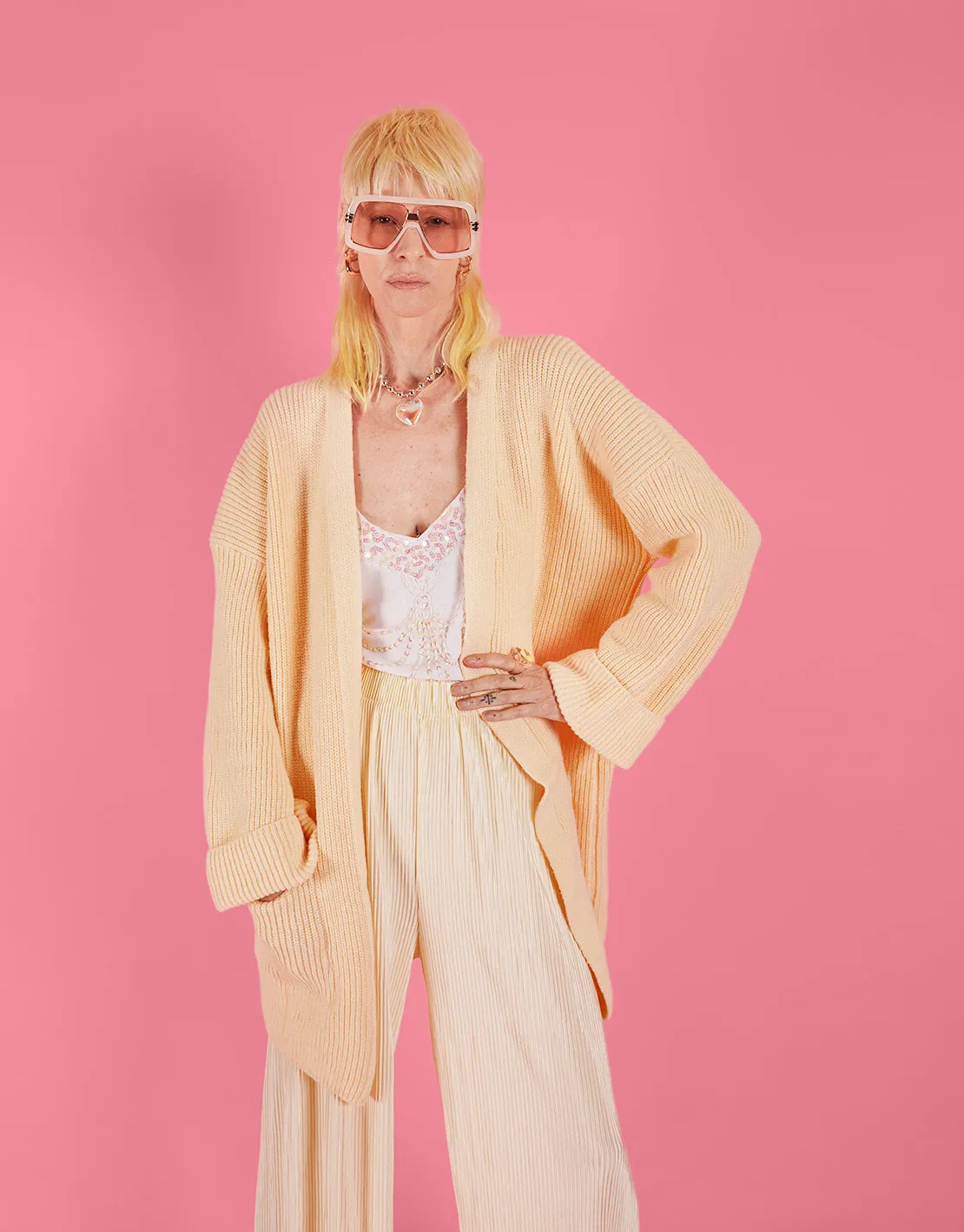 Pocket front midi cardigan