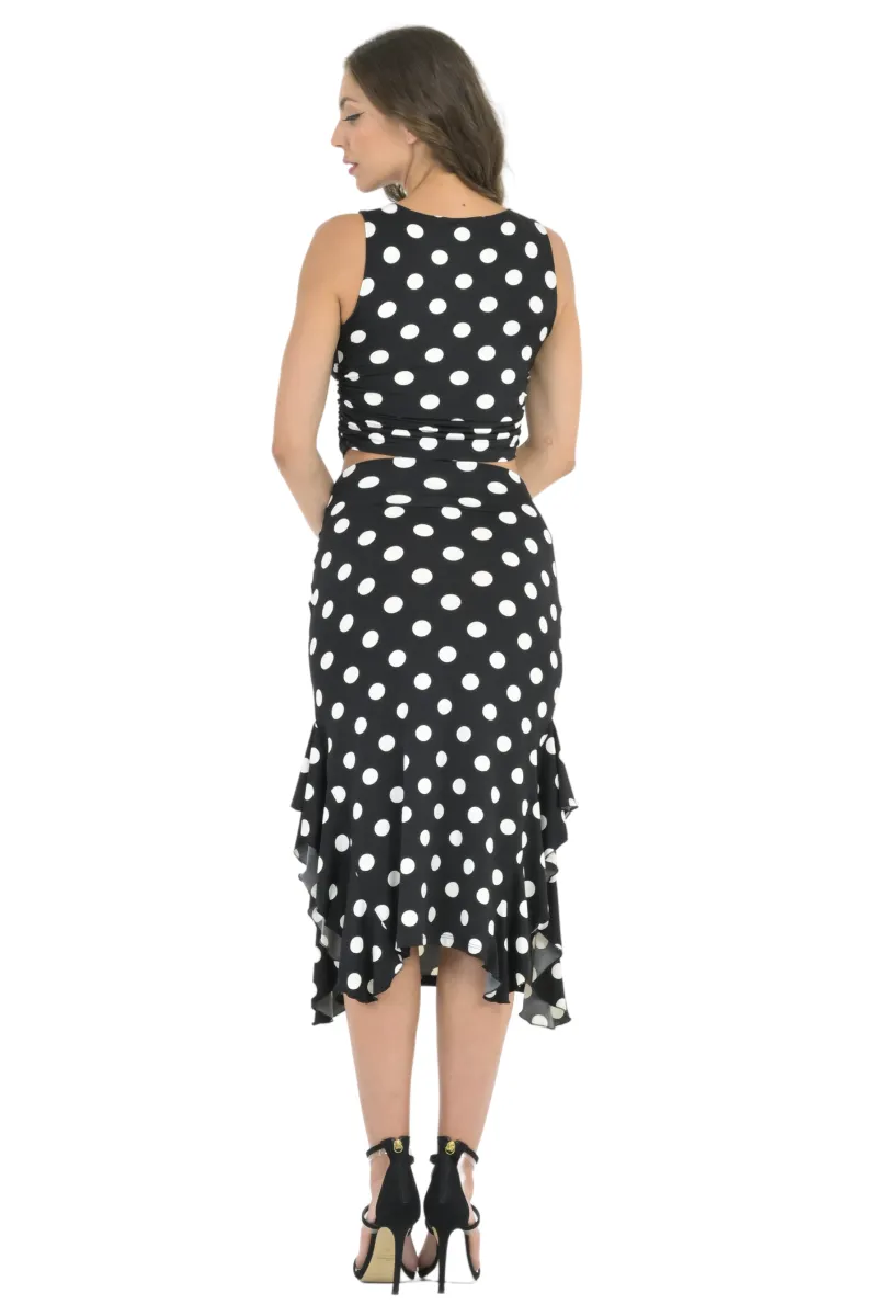 Polka Dot Side Gathered Crop Top
