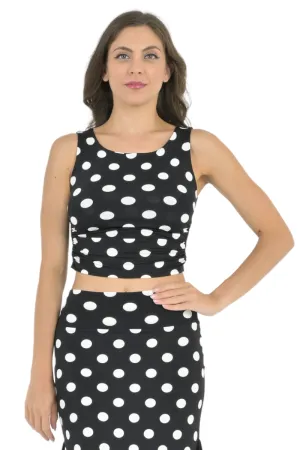 Polka Dot Side Gathered Crop Top