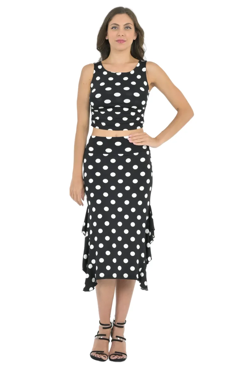 Polka Dot Side Gathered Crop Top