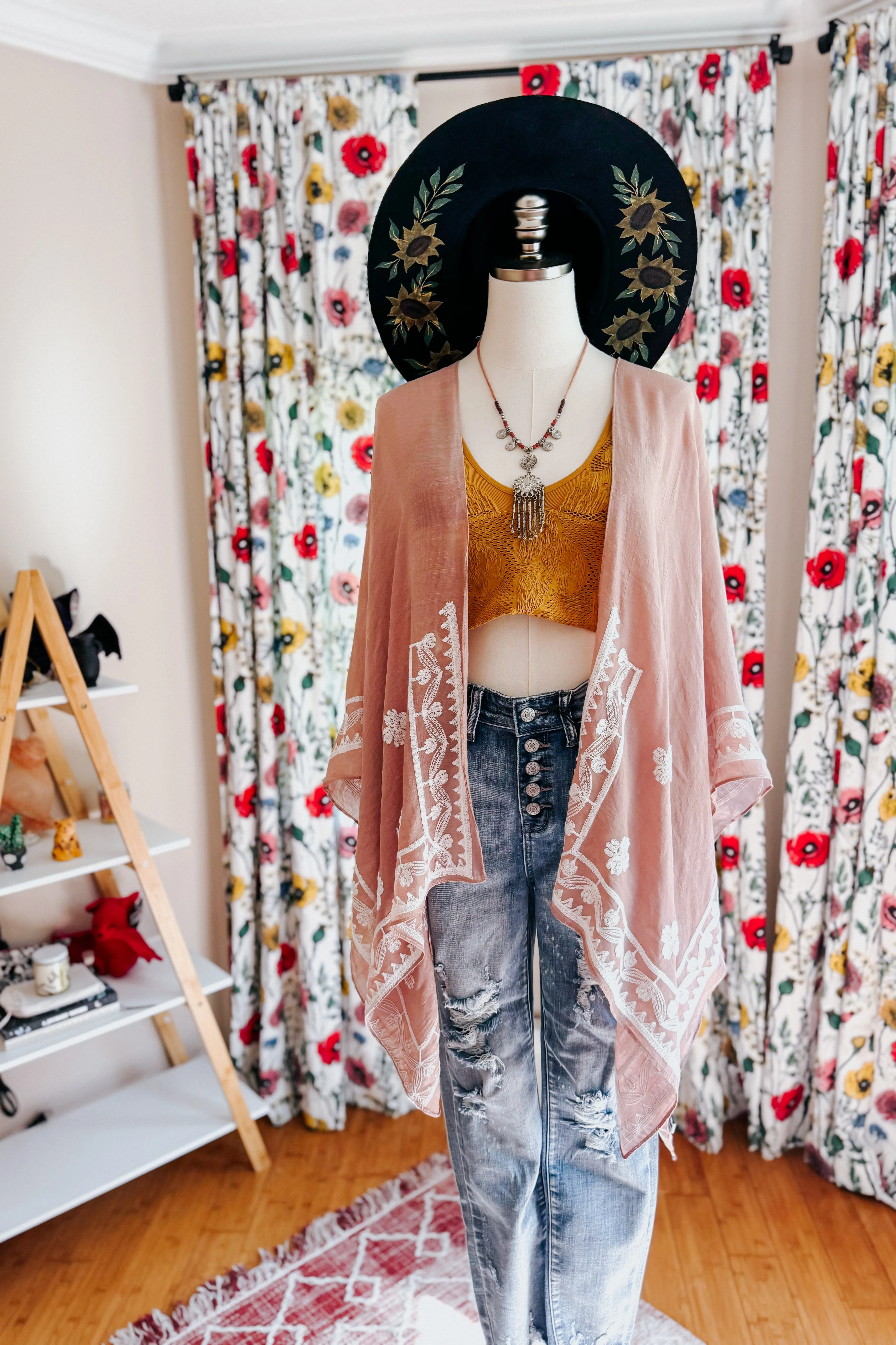 Poppy Embroidered Layering Piece • Blush Taupe