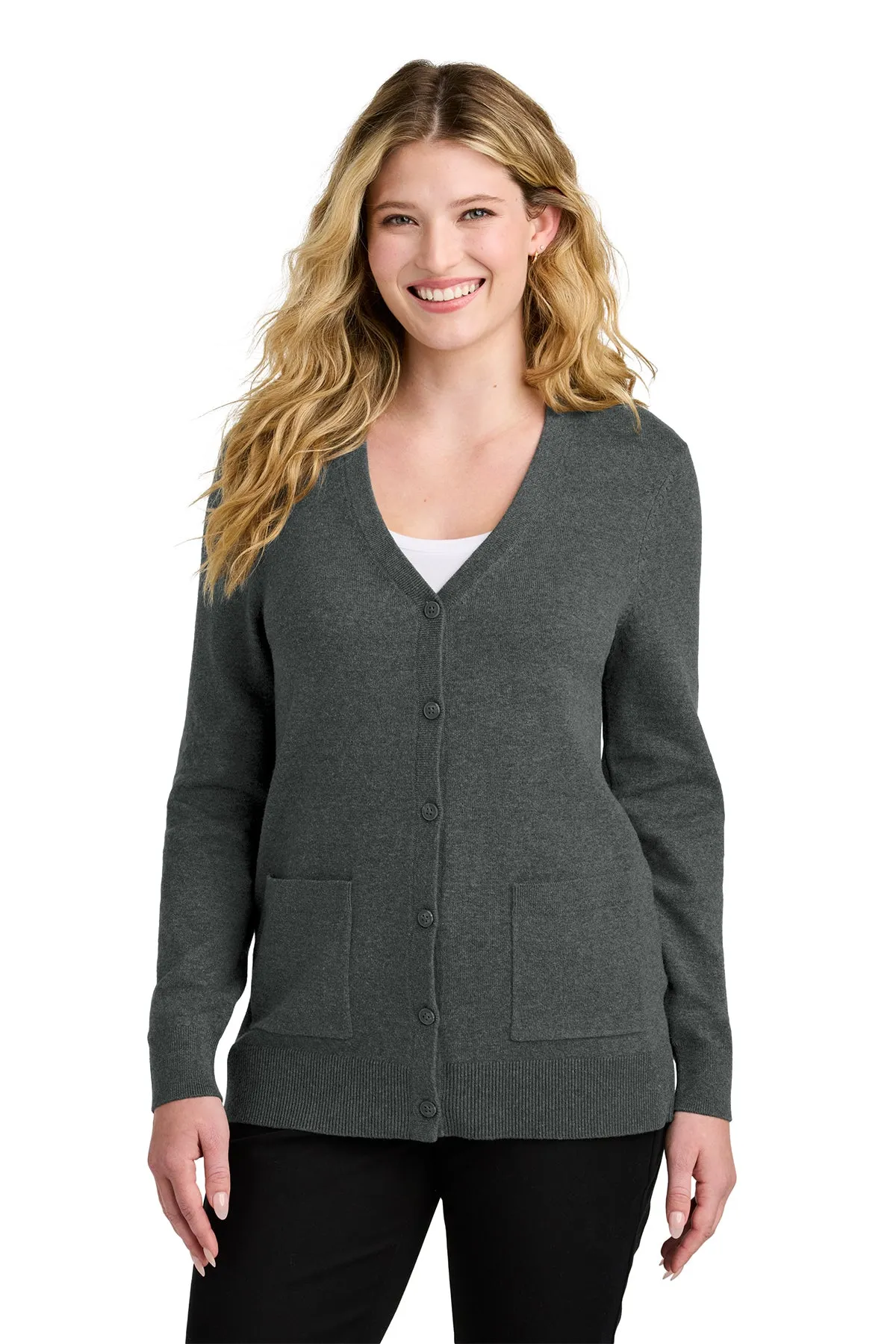 Port Authority Ladies Easy Care Button-Up Cardigan Sweater
