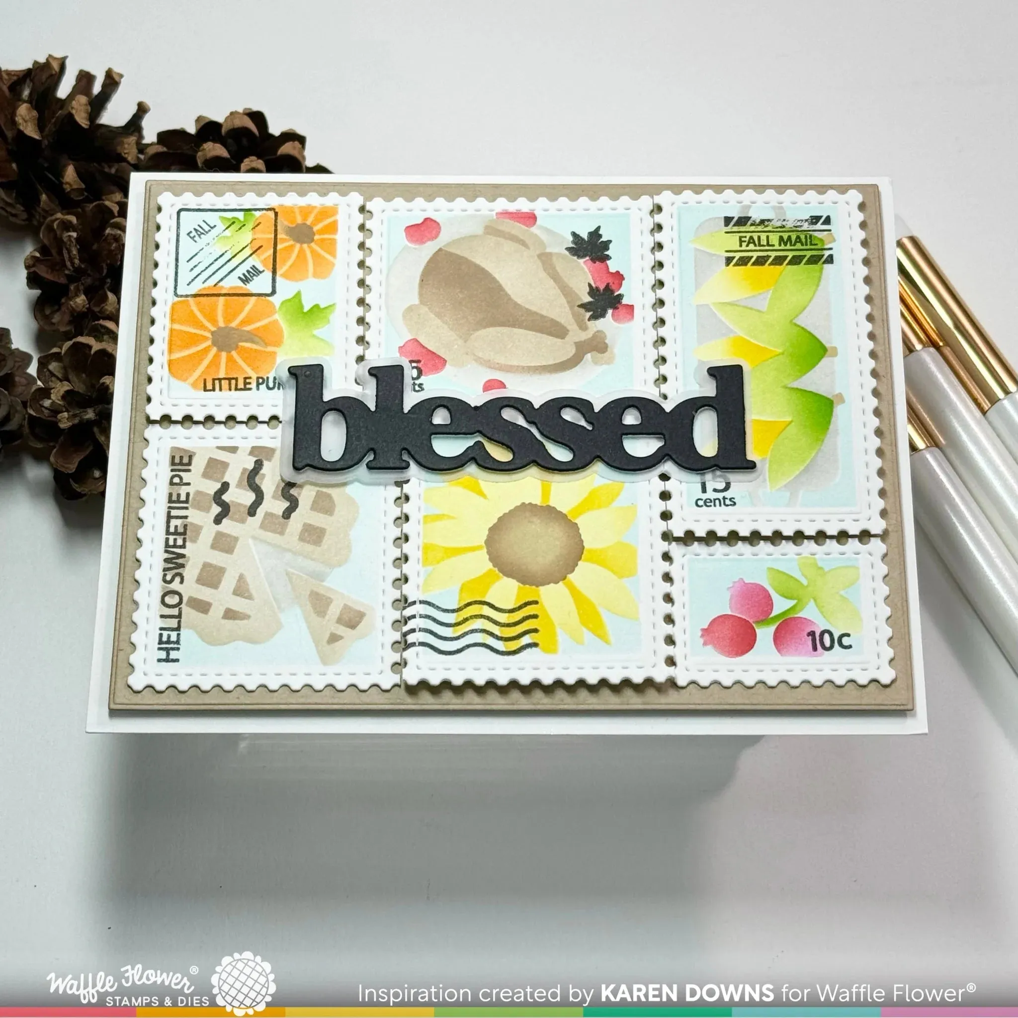 Postage Collage Harvest Stencil