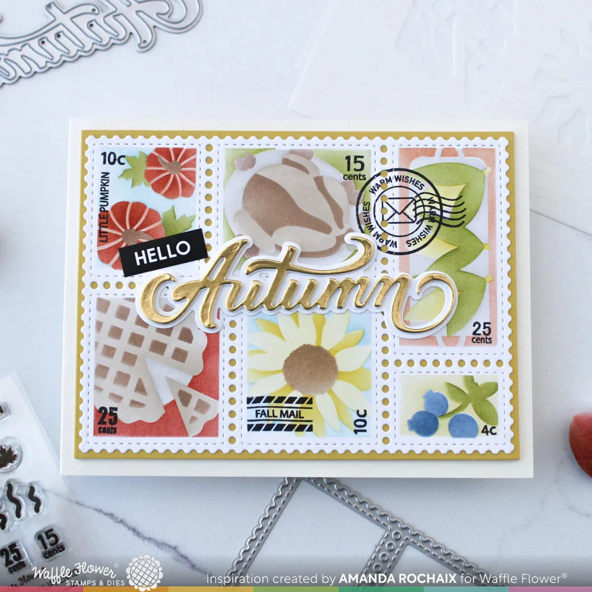 Postage Collage Harvest Stencil