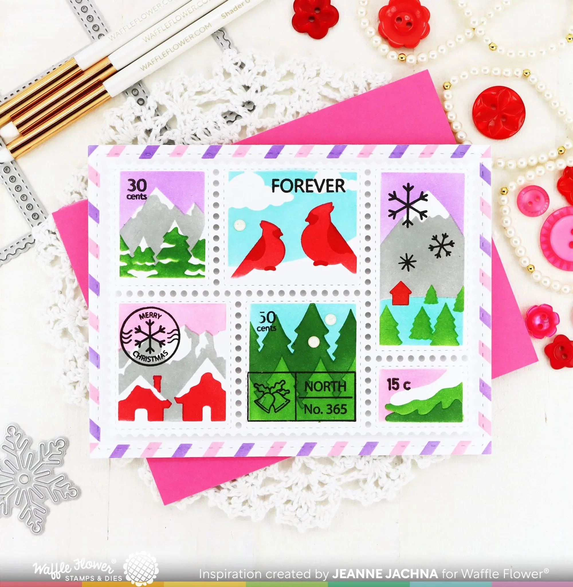 Postage Collage Snowy Stencil
